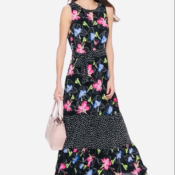 Apt. 9 Dresses & Skirts - APT 9 MAXI DRESS NWT Tiered Black Pink Floral MED